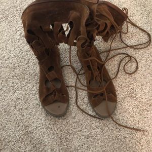 Boutique lace up brown/ tan sandals Size 7
